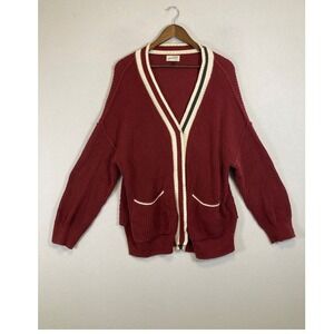 Varsity Collegiate Universal Thread XL Burgundy Waffle Knit Cotton Cardigan